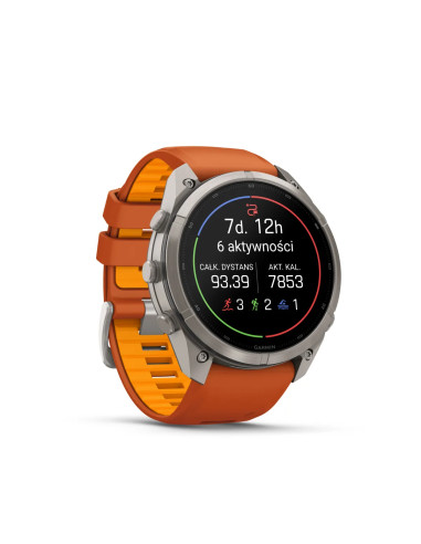 Garmin fēnix 9 Pro 010-04337-01 su oranžiniu silikoniniu dirželiu