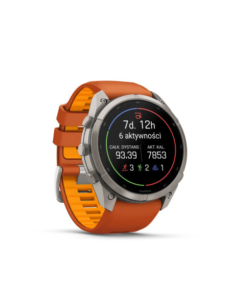 Garmin fēnix 9 Pro 010-04337-01 su oranžiniu silikoniniu dirželiu