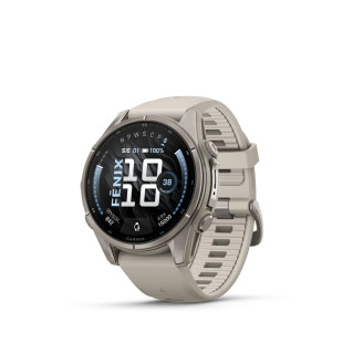 Garmin Fenix 9 43mm – Titano spalvos su rūko su pilku dirželiu