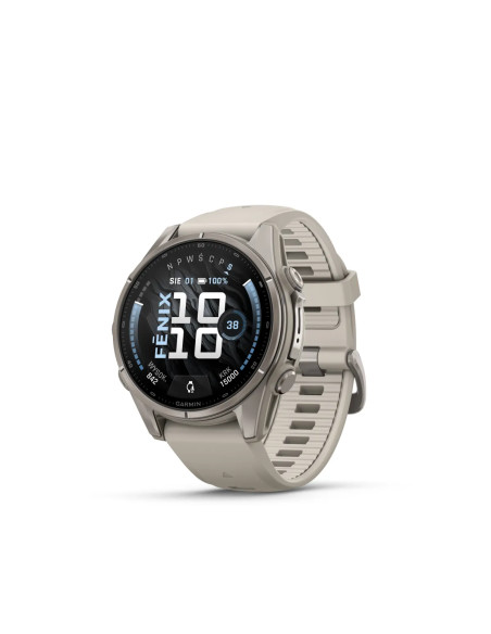 Garmin fēnix 9 43 mm Titanium su Fog Gray silikoniniu dirželiu