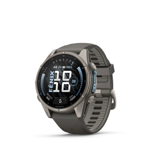 Garmin fēnix 9 43 mm Titanium su Pebble Gray silikoniniu dirželiu
