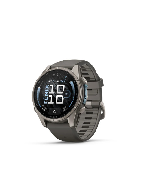 Garmin fēnix 9 43 mm Titanium su Pebble Gray silikoniniu dirželiu