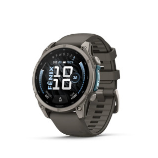 Garmin fēnix 9 47 mm Titanium su Pebble Gray silikoniniu dirželiu
