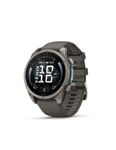 Garmin fēnix 9 47 mm Titanium su Pebble Gray silikoniniu dirželiu