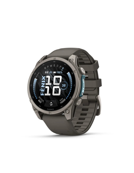 Garmin fēnix 9 47 mm Titanium su Pebble Gray silikoniniu dirželiu