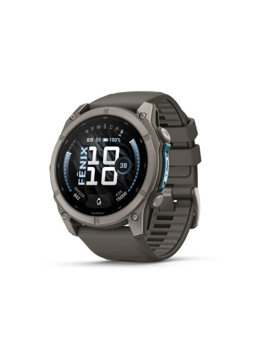 Garmin fēnix 9 51 mm Titanium su Pebble Grey silikoniniu dirželiu