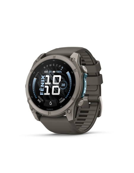 Garmin fēnix 9 51 mm Titanium su Pebble Grey silikoniniu dirželiu