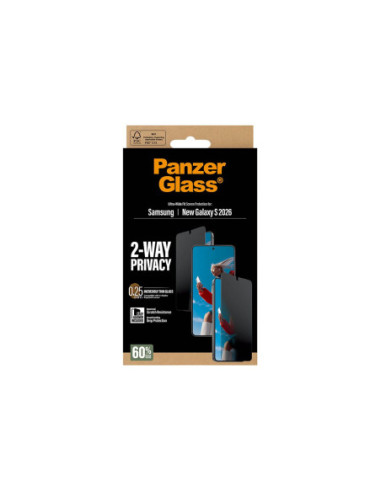 PanzerGlass 2-Way Privacy Screen Protector Samsung New Galaxy S26 | Ultra-Wide Fit w. EasyAligner | PanzerGlass