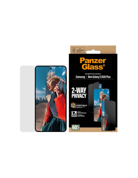 PanzerGlass 2-Way Privacy Screen Protector Samsung New Galaxy S26 Plus | Ultra-Wide Fit w. EasyAligner | PanzerGlass