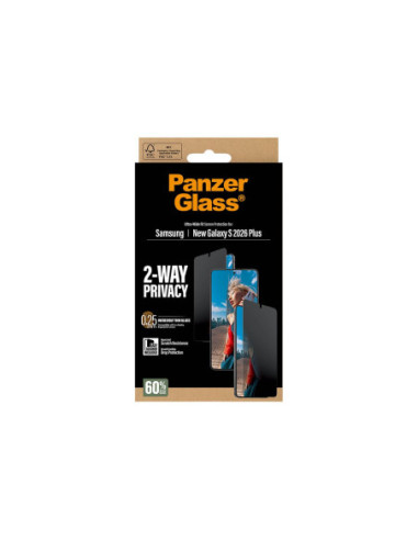 PanzerGlass 2-Way Privacy Screen Protector Samsung New Galaxy S26 Plus | Ultra-Wide Fit w. EasyAligner | PanzerGlass