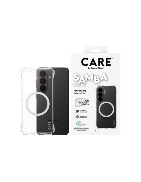 CARE by PanzerGlass Samba Case Transparent w. White Qi Samsung New Galaxy S26 | PanzerGlass