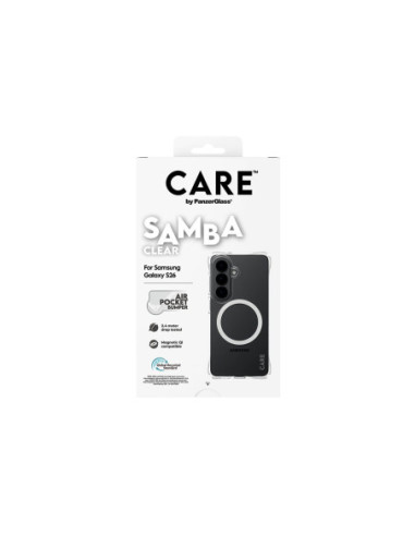 CARE by PanzerGlass Samba Case Transparent w. White Qi Samsung New Galaxy S26 | PanzerGlass