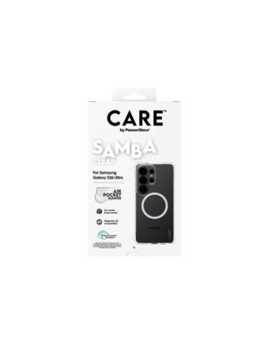 CARE by PanzerGlass Samba Case Transparent w. White Qi Samsung New Galaxy S26 Ultra | PanzerGlass