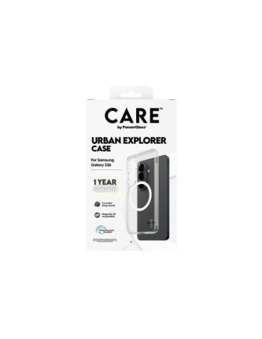 CARE by PanzerGlass Urban Explorer Case Transparent w. White Qi Samsung New Galaxy S26 | PanzerGlass