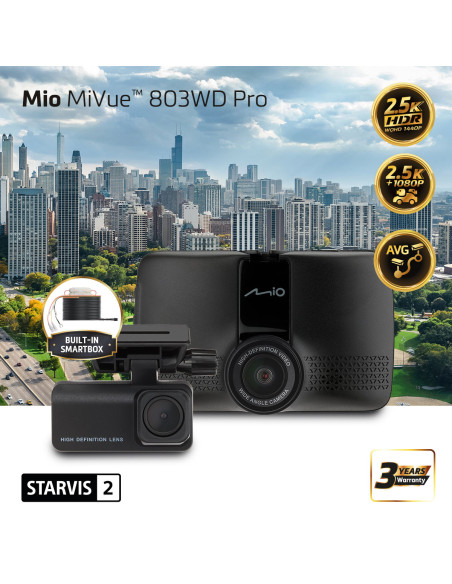 Mio Front & Rear Dual Dash Cam with HDR | MiVue 803WD Pro | GPS | Wi-Fi