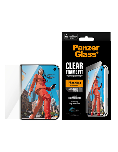 PanzerGlass FrameFit w. EasyAligner | Screen protector | Apple | iPhone Duo | Glass | Transparent