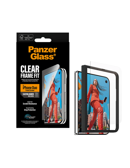 PanzerGlass FrameFit w. EasyAligner | Screen protector | Apple | iPhone Duo | Glass | Transparent