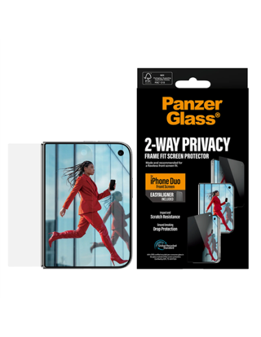 PanzerGlass Privacy w. EasyAligner | Screen protector | Apple | iPhone Duo | Glass | Transparent