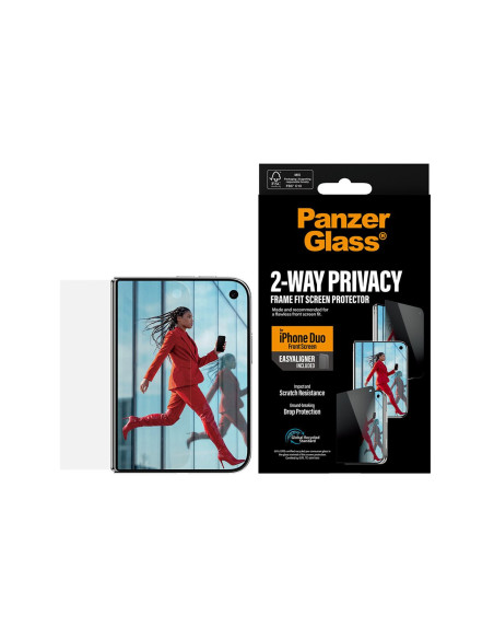 PanzerGlass Privacy w. EasyAligner | Screen protector | Apple | iPhone Duo | Glass | Transparent