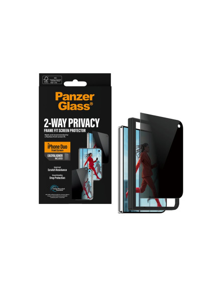 PanzerGlass Privacy w. EasyAligner | Screen protector | Apple | iPhone Duo | Glass | Transparent