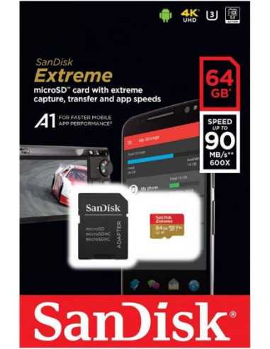 Atminties kortelė SanDisk Extreme microSD 64Gb + Adapter